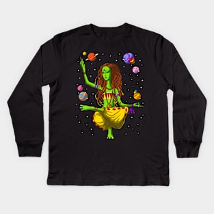 Hippie Alien Yoga Kids Long Sleeve T-Shirt